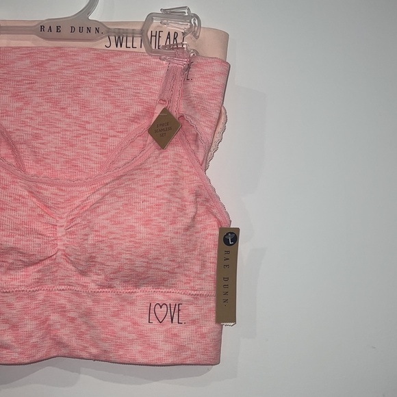 RAE Dunn Pink 3 Pieces Seamless Bralette And Panties Set Size  Large - Picture 4 of 13